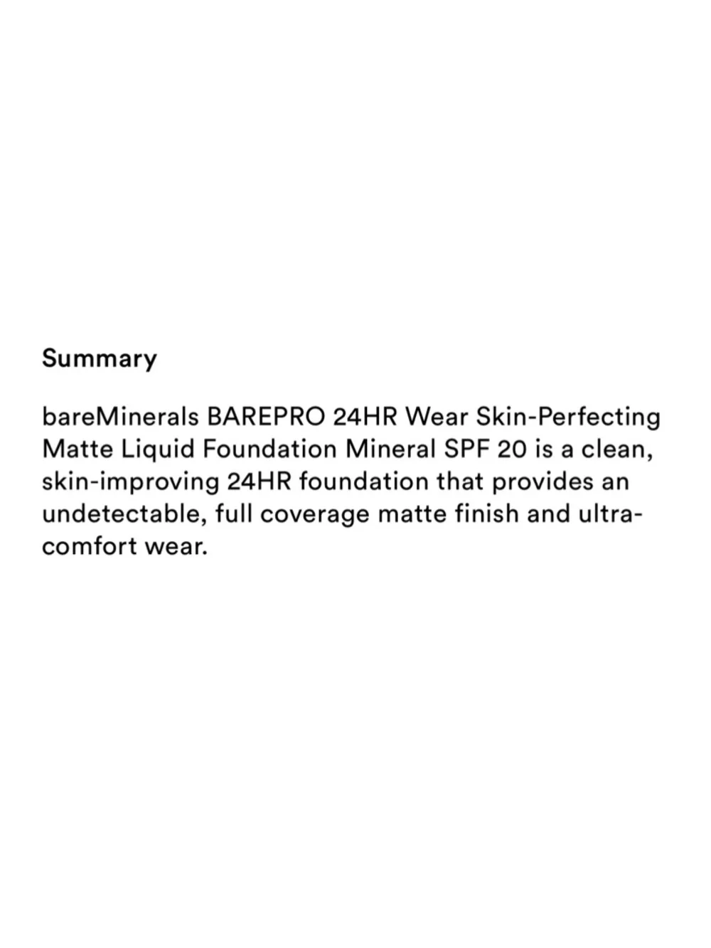 bare Minerals BAREPRO 24HR Wear Skin-Perfecting Matte Liquid Foundation Mineral